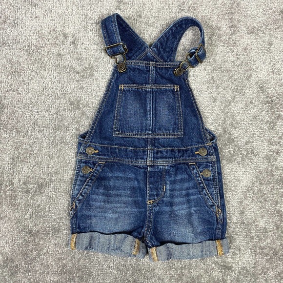 Baby GAP Overalls Toddler 18-24 Months Blue Denim Jean Classic Shorts - Picture 1 of 11